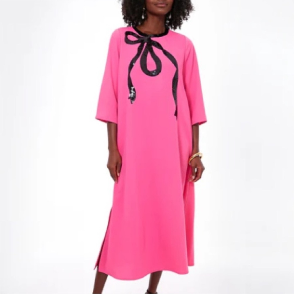 Tuckernuck Electric Pink Bow Jamie Dress Sz S